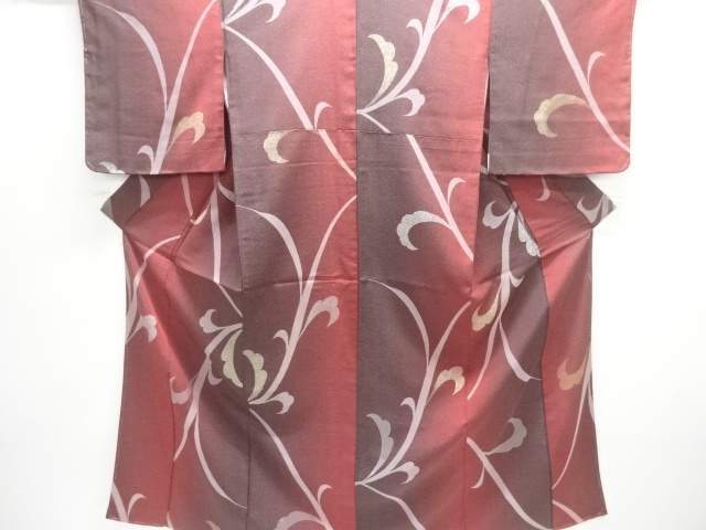 JAPANESE KIMONO / ANTIQUE TAISHO ROMANTIC STYLE: SILVER-THREADED / WOV